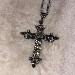 Vintage Signed R.J. Grazanio Luxury Madonna crystal embellished cross